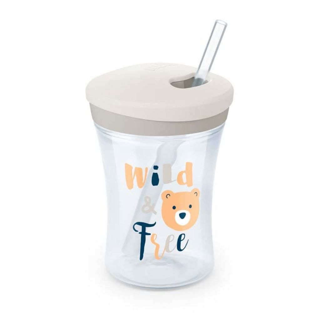 Nuk εκπαιδευτικό ποτηράκι με καλαμάκι action cup 230ml 12m+ - Nuk