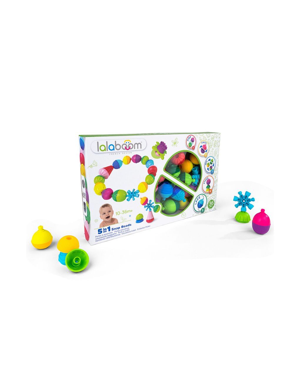 Lalaboom 5 σε 1 εκπαιδευτικές χάντρες και αξεσουάρ 36τμχ 10-36m 1000-86090 - Lalaboom