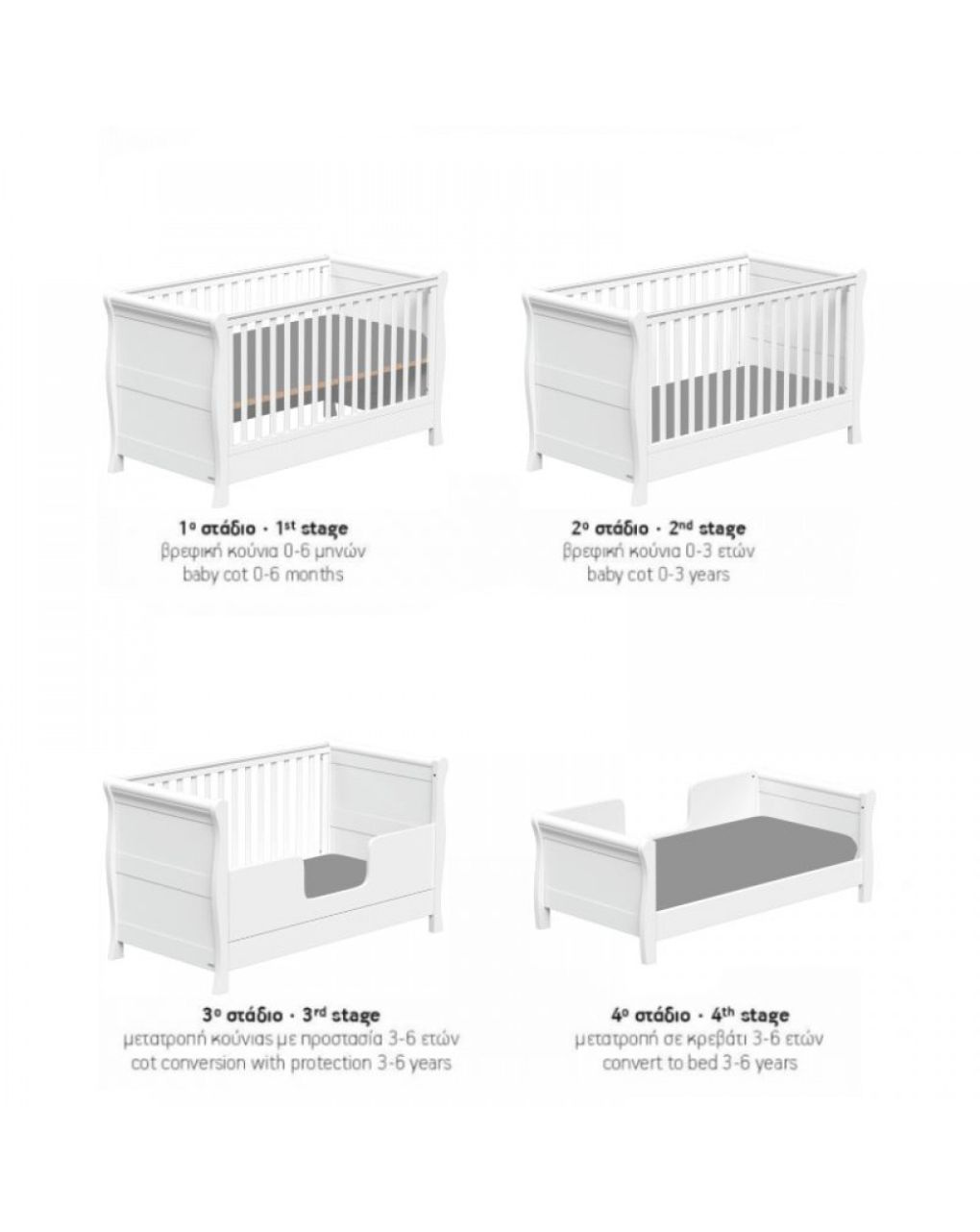 Casababy βρεφικό κρεβάτι μετατρεπόμενο σε προεφηβικό 70×140cm london 590206 - CASABABY