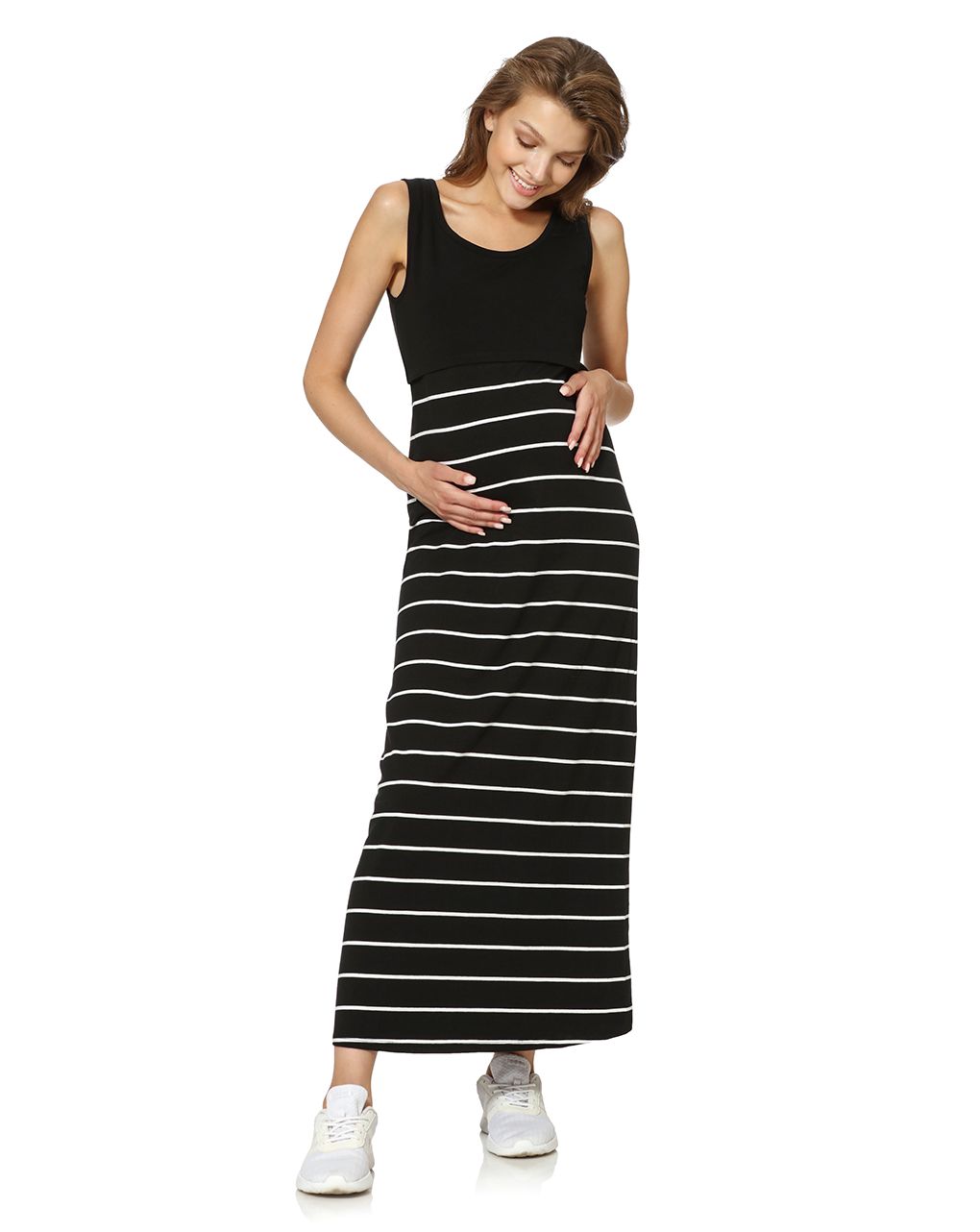 γυναικείο αμάνικο φόρεμα εγκυμοσύνης/θηλασμού ριγέ