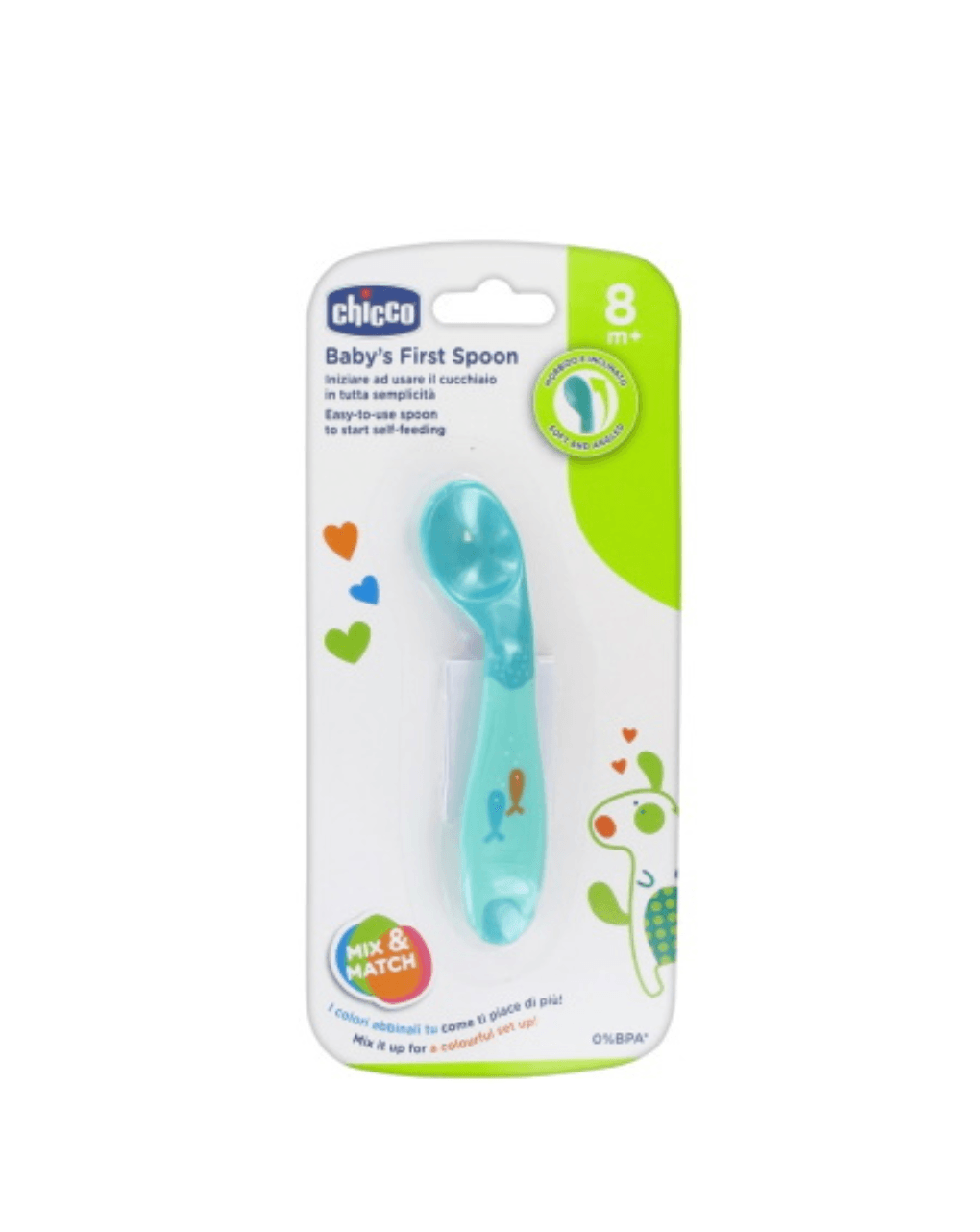 Chicco κουτάλι σιλικόνης αρχής 8m+ σιέλ - Chicco