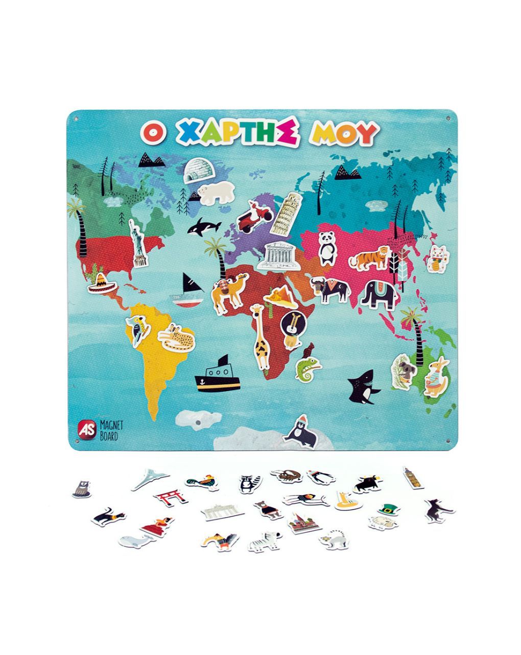 As magnet box παγκόσμιος χάρτης 45 εκπαιδευτικοί χάρτινοι μαγνήτες 1029-64049 - AS