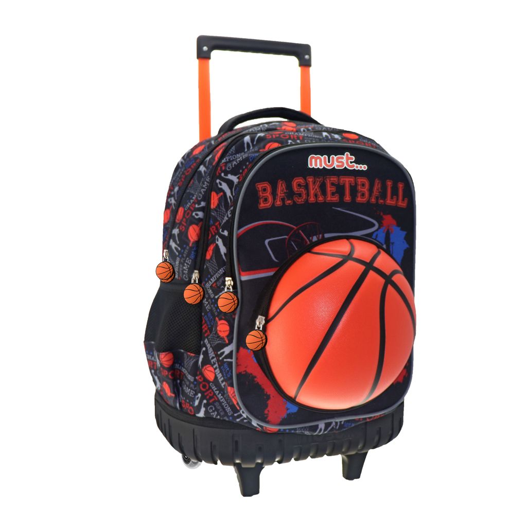 τσάντα τρόλλεϋ δημοτικού must basketball με 4 θήκες - must