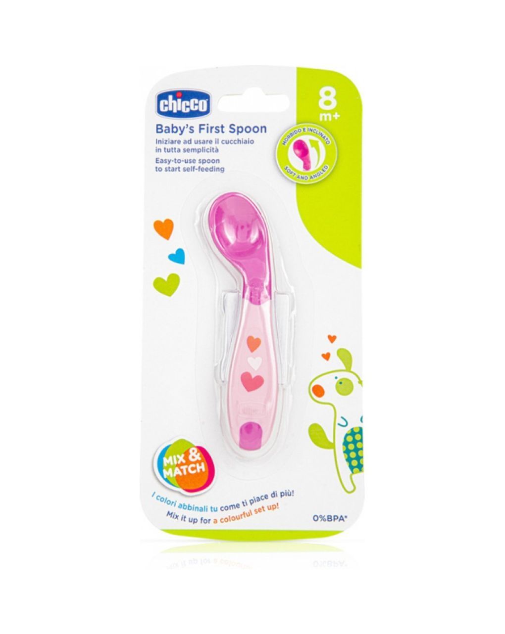 Chicco κουτάλι σιλικόνης αρχής 8m+ ροζ f01-16100-10 - Chicco