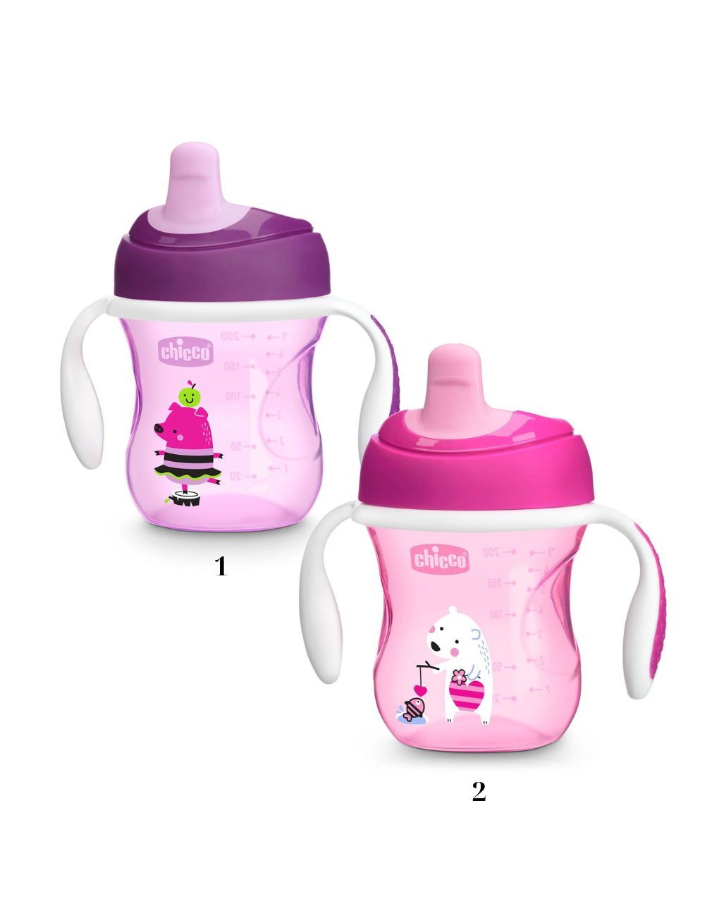 Chicco εκπαιδευτικό ποτηράκι 200ml 6m+ μωβ/ροζ f04-06921-10-01 (2 σχέδια) - Chicco