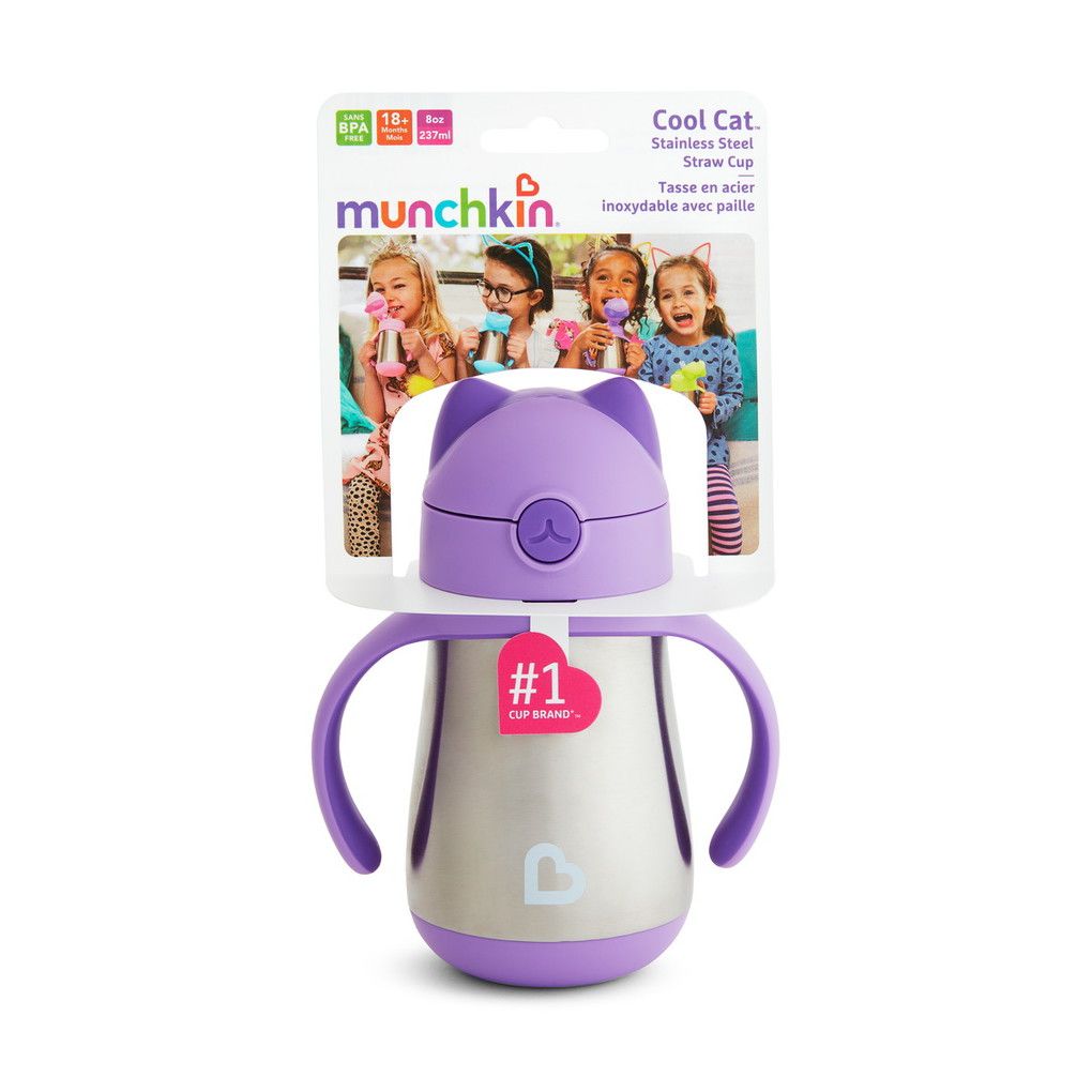 παγούρι θερμός με καλαμάκι cool cat purple 237ml 18m+ - Munchkin