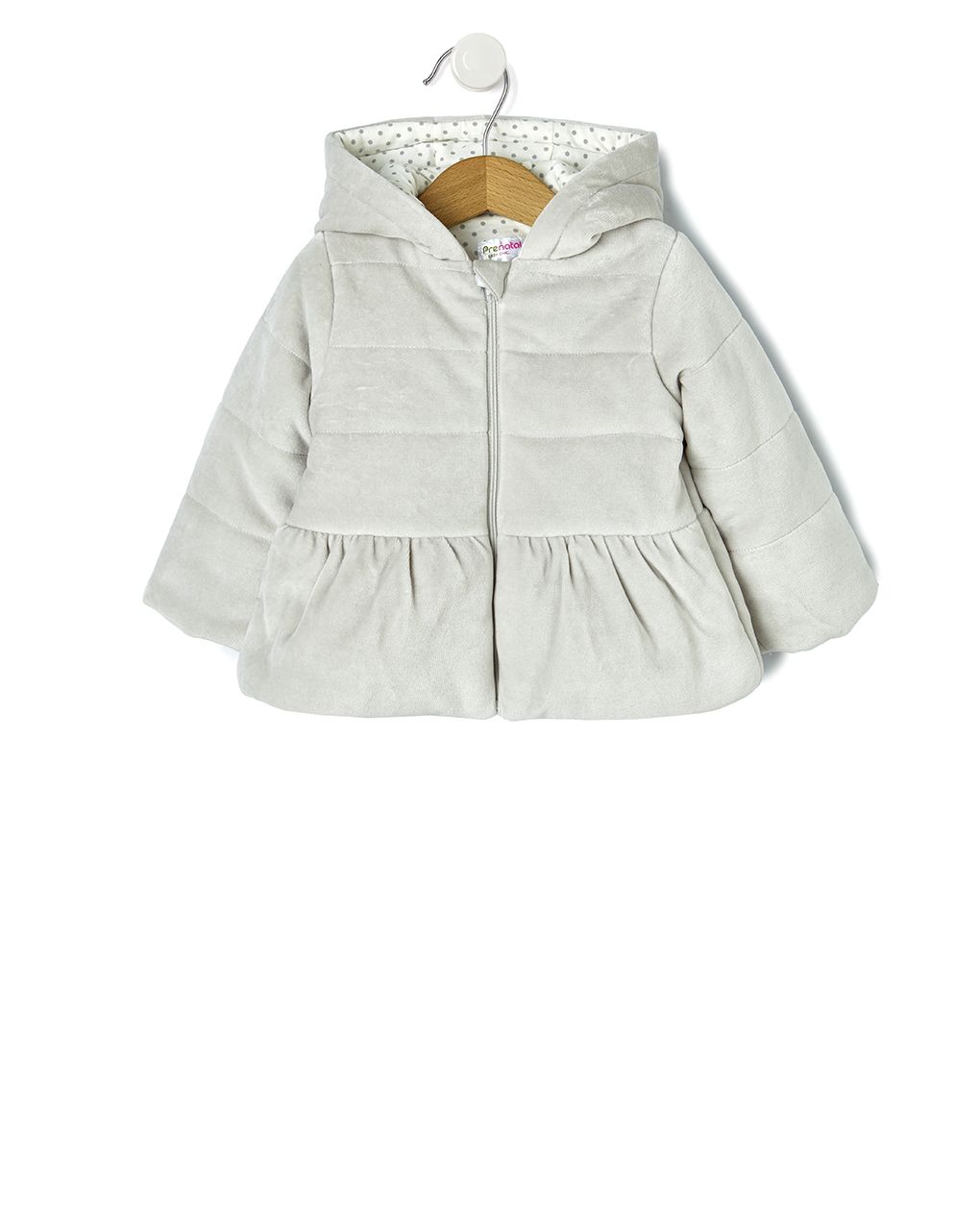 μπουφάν σενίλ με κουκούλα γκρι για κορίτσι
