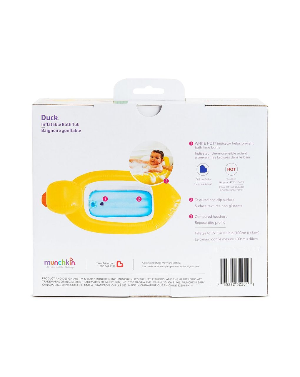 Munchkin φουσκωτή μπανιέρα παπάκι με ένδειξη θερμοκρασίας 6-24m 11054 - Munchkin