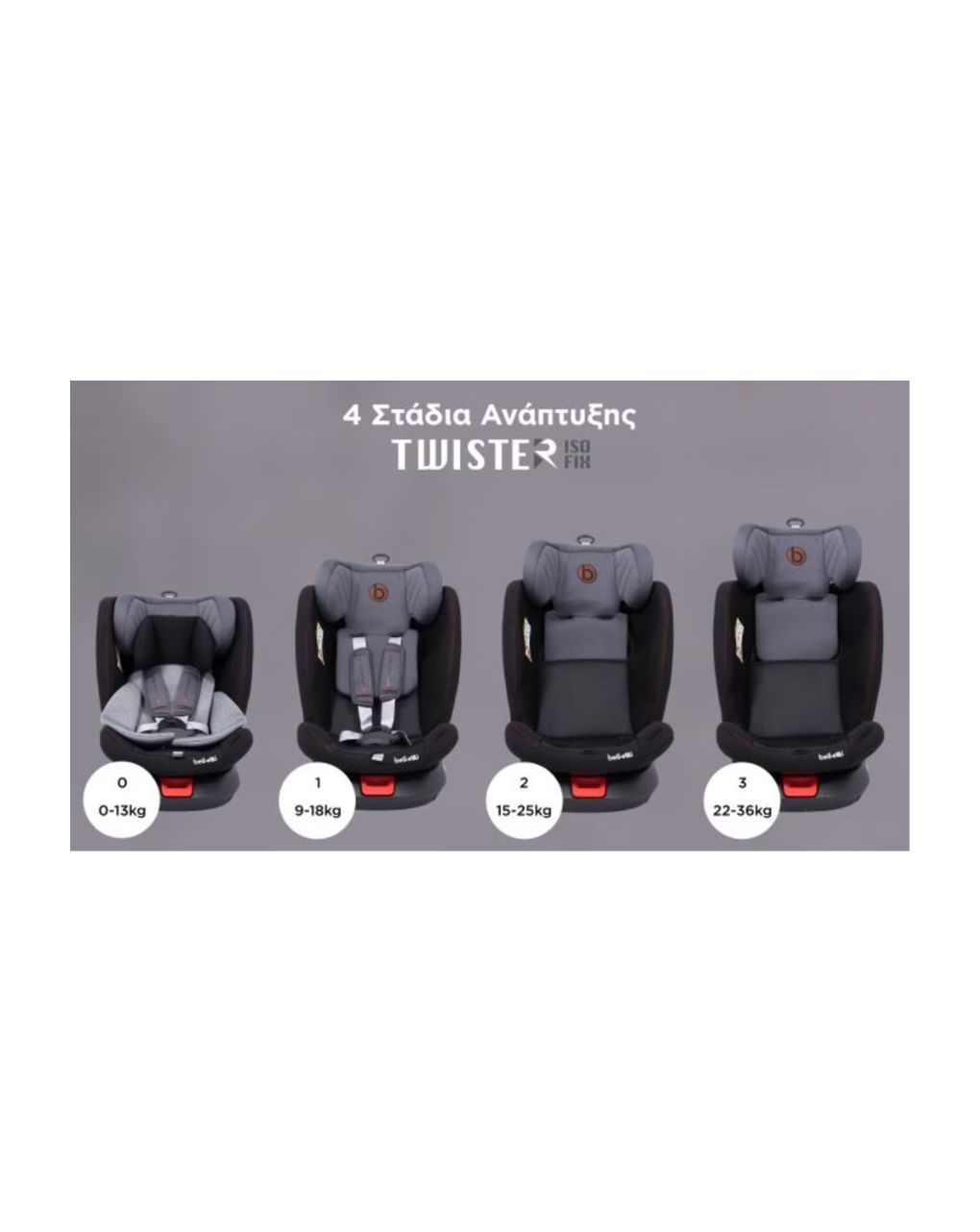 Belletti κάθισμα αυτοκινήτου twister isofix slate grey -oμ.0+/1-2-3 - Belletti