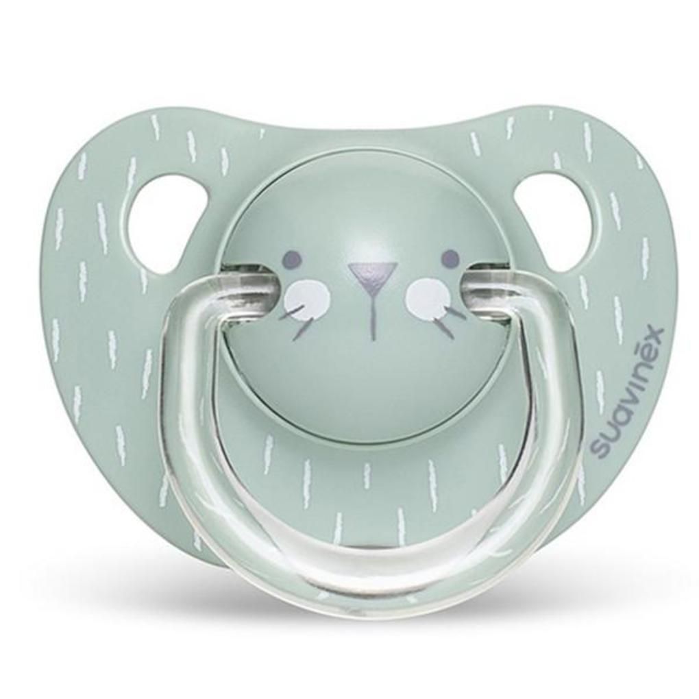 πιπίλα σιλικόνης ανατομική evo hygge 6-18μ whiskers green - Suavinex