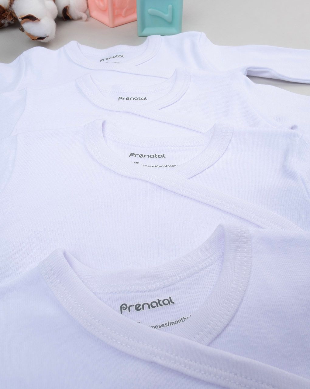 βρεφικά κορμάκια μακρυμάνικα λευκά πακέτο x5 unisex - Prénatal