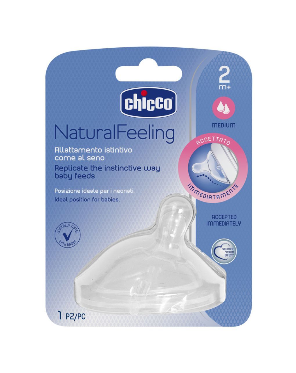 Chicco θηλή σιλικόνης natural feeling 2m+ μέτρια ροή b50-81023-10 - Chicco