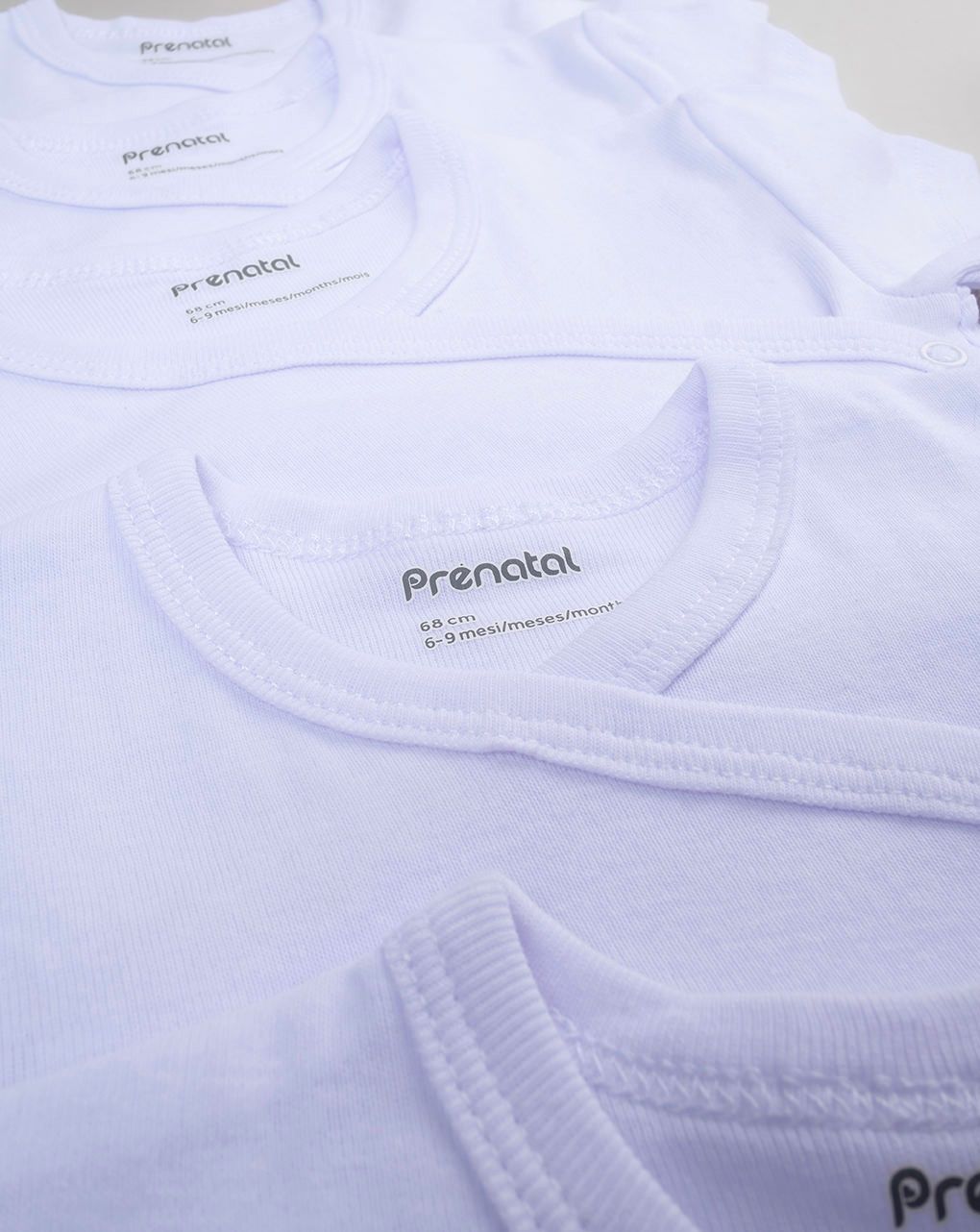βρεφικά κορμάκια λευκά πακέτο x5 με κρουαζέ unisex - Prénatal