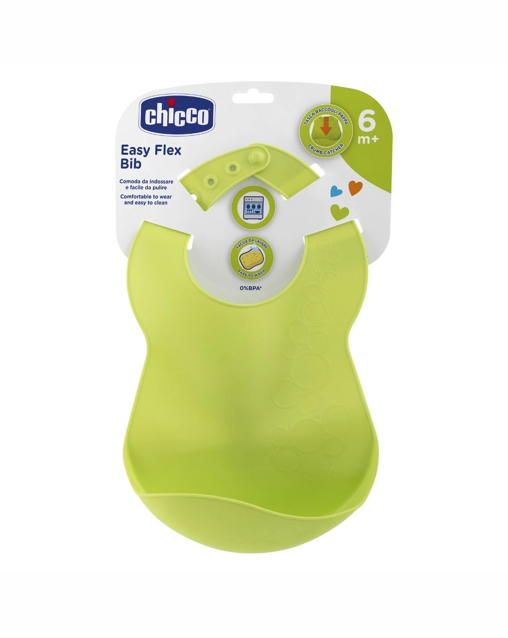 Chicco σαλιάρα για ψίχουλα easy flex bib 6+ μηνών πράσινη f03-16302-30 - Chicco