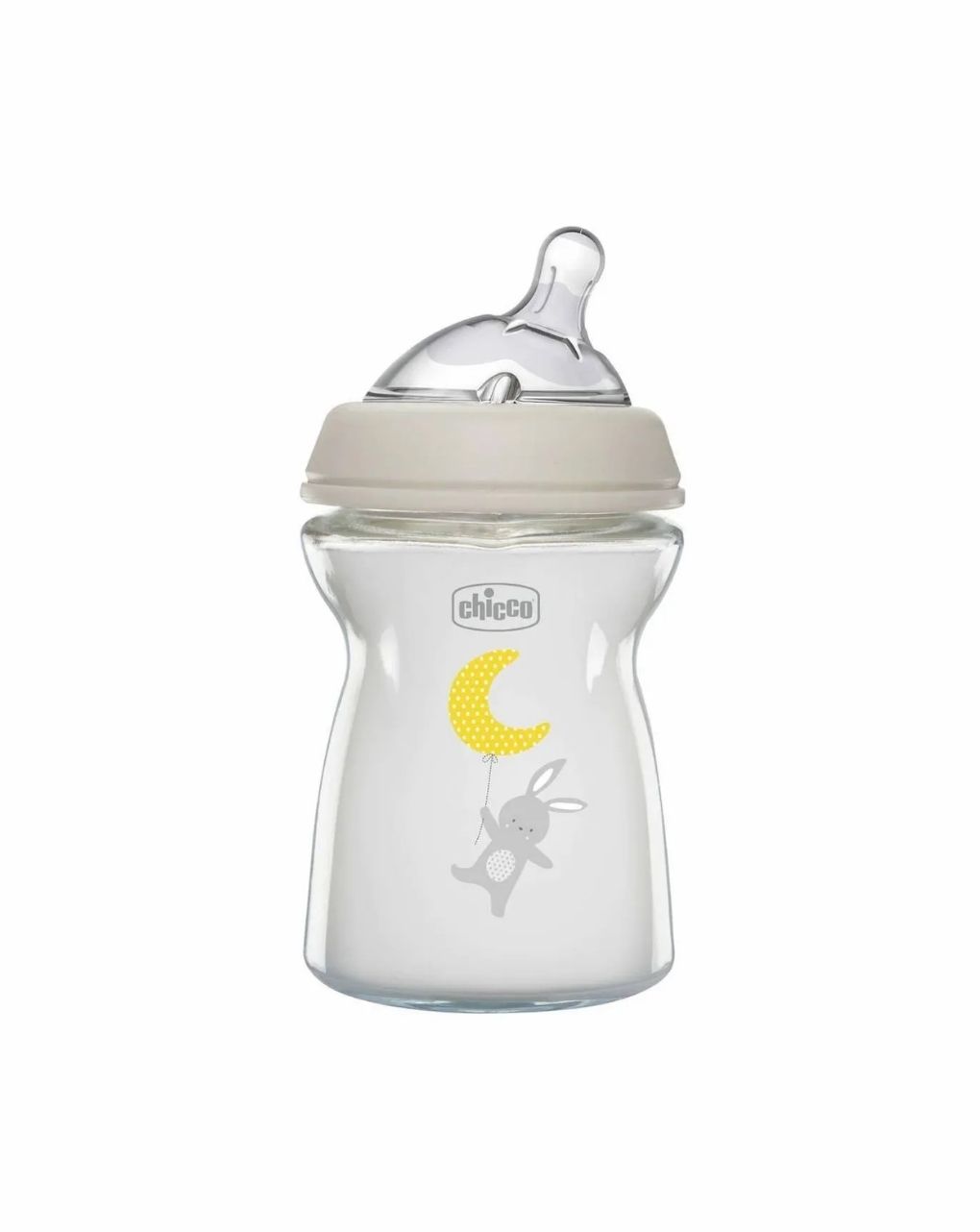 Chicco γυάλινο μπιμπερό natural feeling με θηλή σιλικόνης 250ml 0+ μηνών λευκό - Chicco