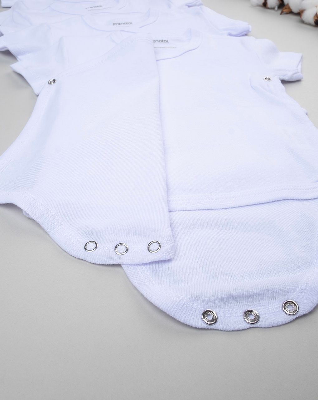 βρεφικά κορμάκια λευκά πακέτο x5 με κρουαζέ unisex - Prénatal