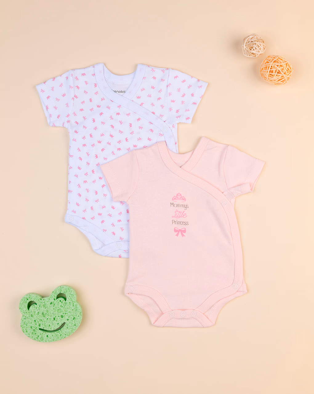 κορμάκια κοντομάνικα πακέτο x2 mommy's princess για κορίτσι