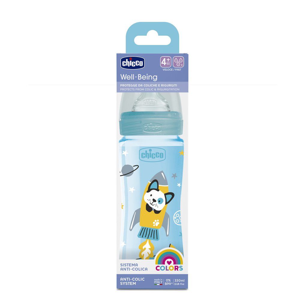 μπιμπερό πλαστικό well being σιέλ 330 ml - Chicco