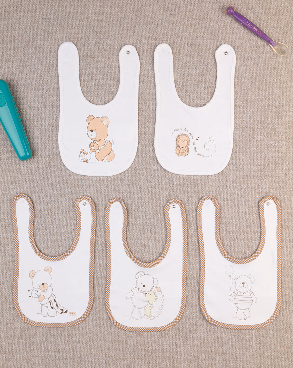 βρεφικές σαλιάρες με ζωάκια πακέτο x5 unisex - Prénatal