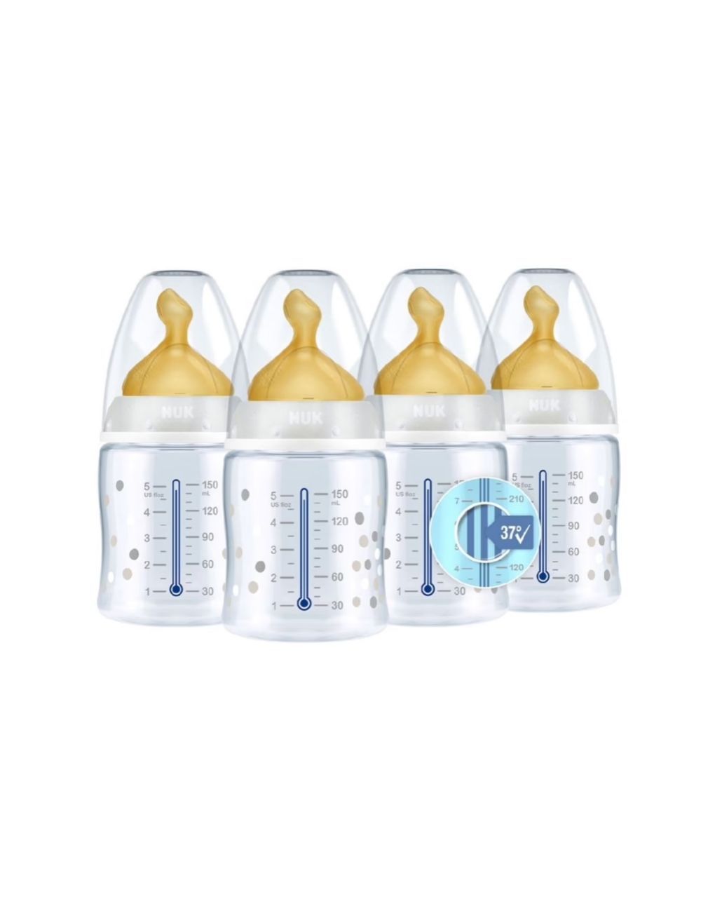 Nuk μπιμπερό πλαστικό με δείκτη ελέγχου θερμοκρασίας και θηλή latex 0-6m 150ml