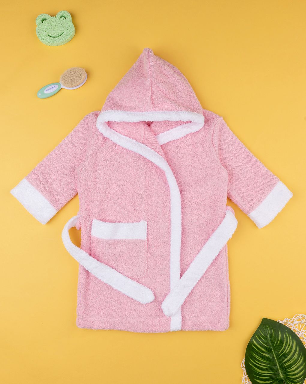 παιδικό μπουρνούζι mε kουκούλα ροζ για κορίτσι