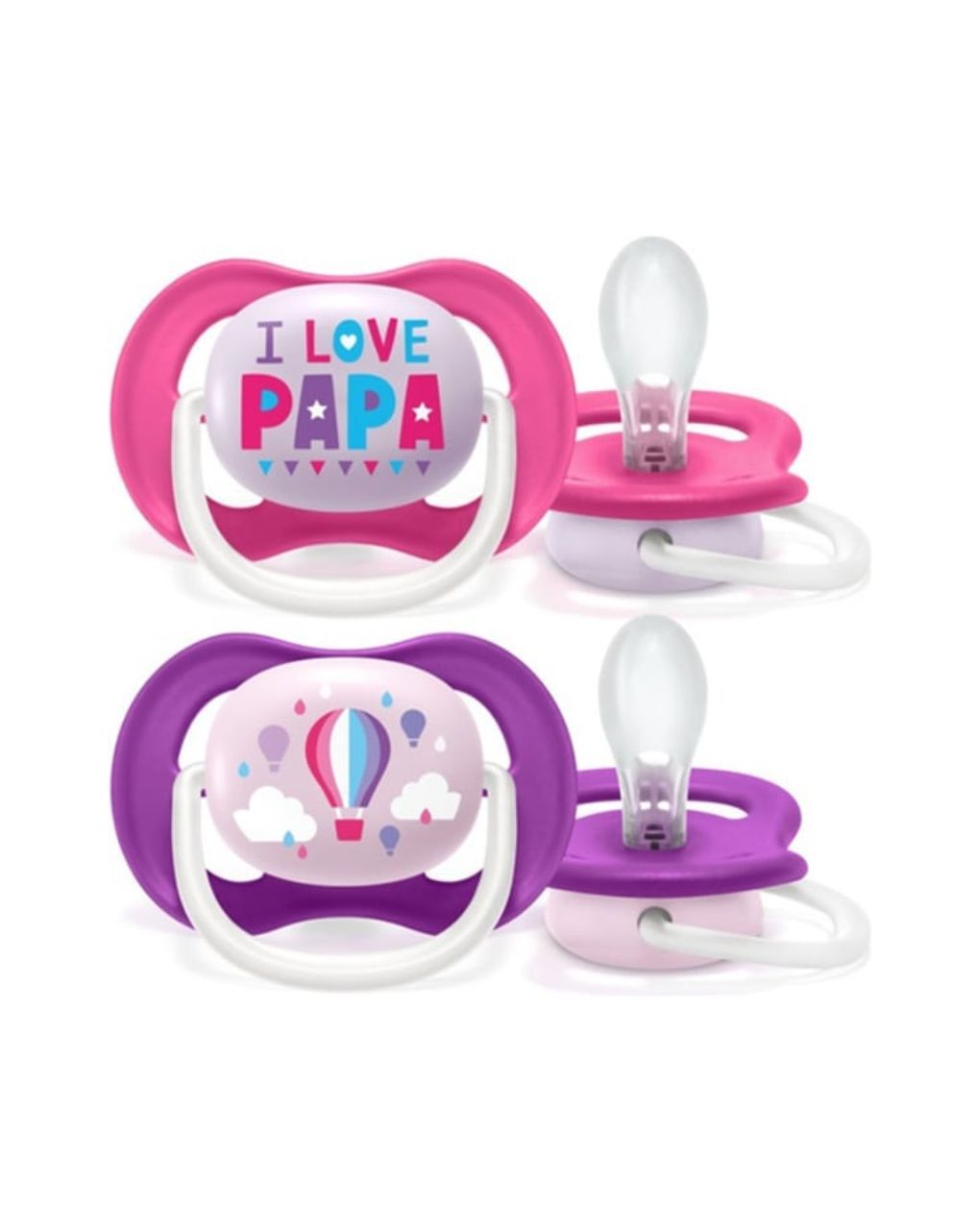 Philips avent πιπίλες ultra air pacifier 2τμχ i love papa 6-18m, scf080/04