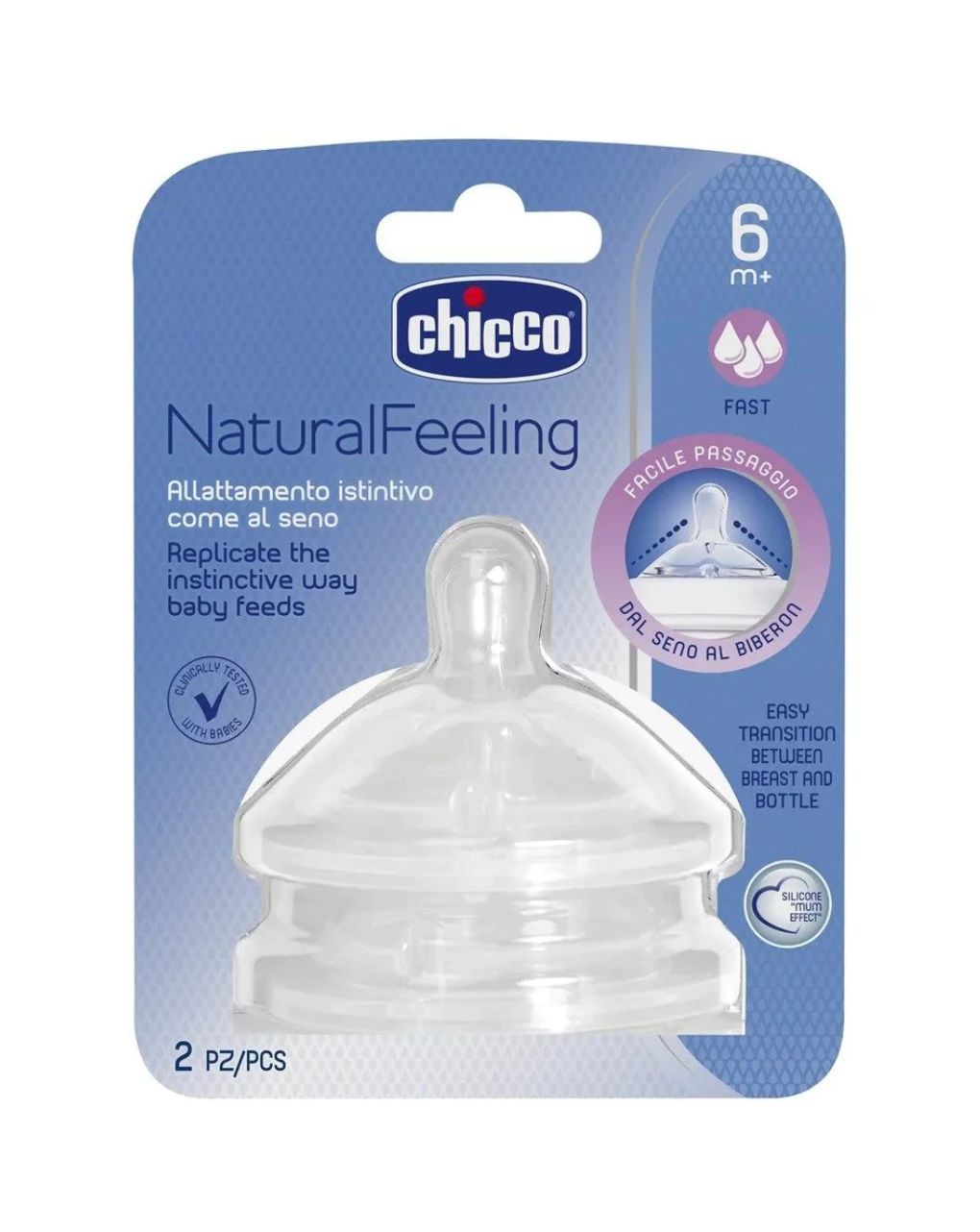 Chicco θηλή σιλικόνης natural feeling 6m+ γρήγορη ροή b50-81035-20 - Chicco