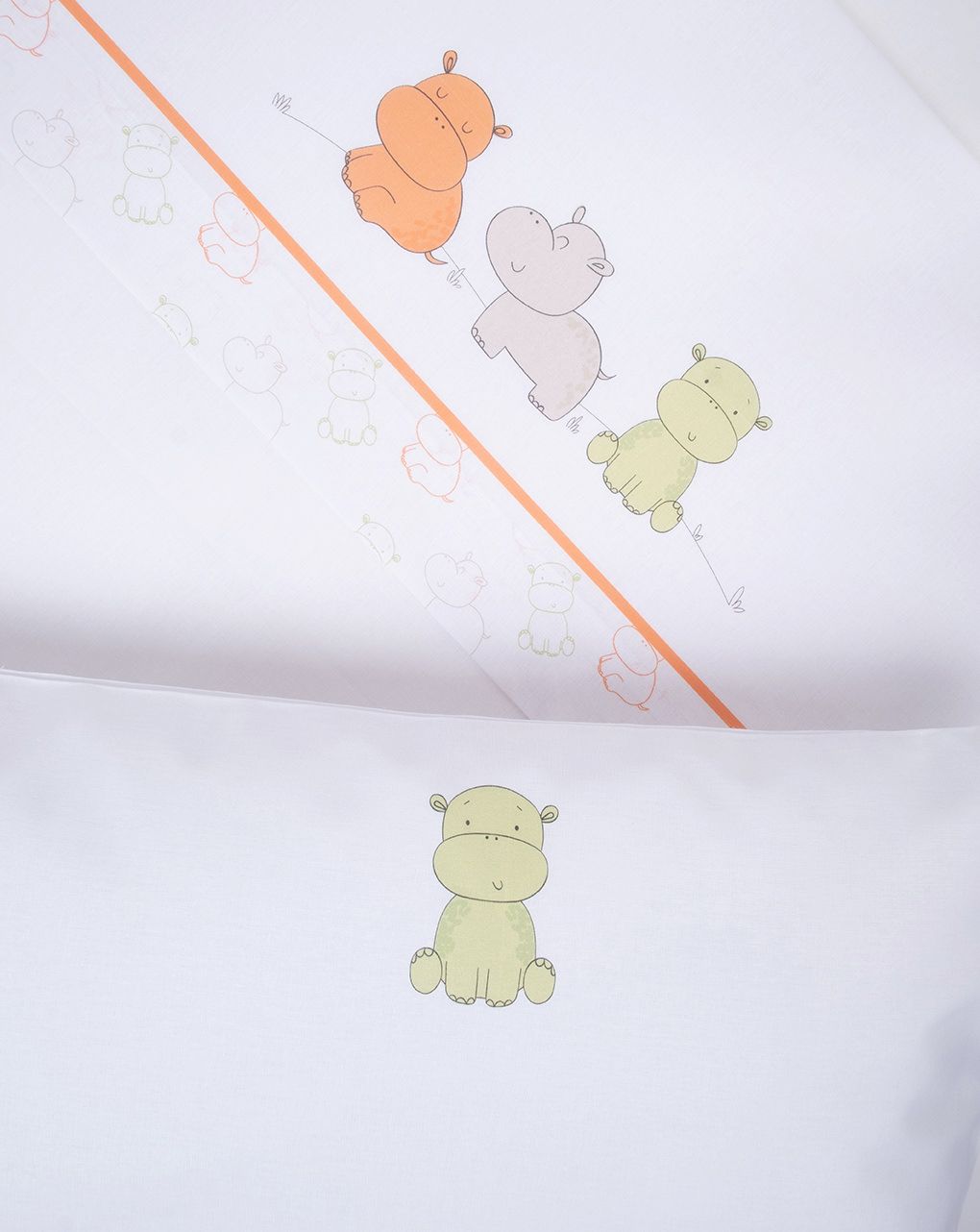 Prenatal σετ σεντόνια για κρεβάτι 3 τεμ. σχέδιο ιπποπόταμοι - 65 x 135 cm - Prénatal