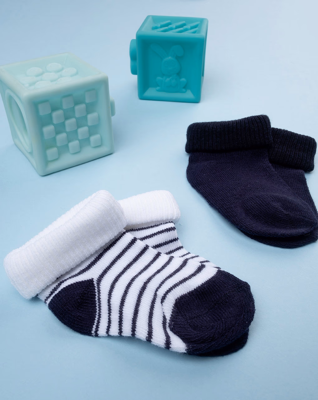 κάλτσες βαμβακερές μπλε πακέτο x2 για αγόρι - Prénatal