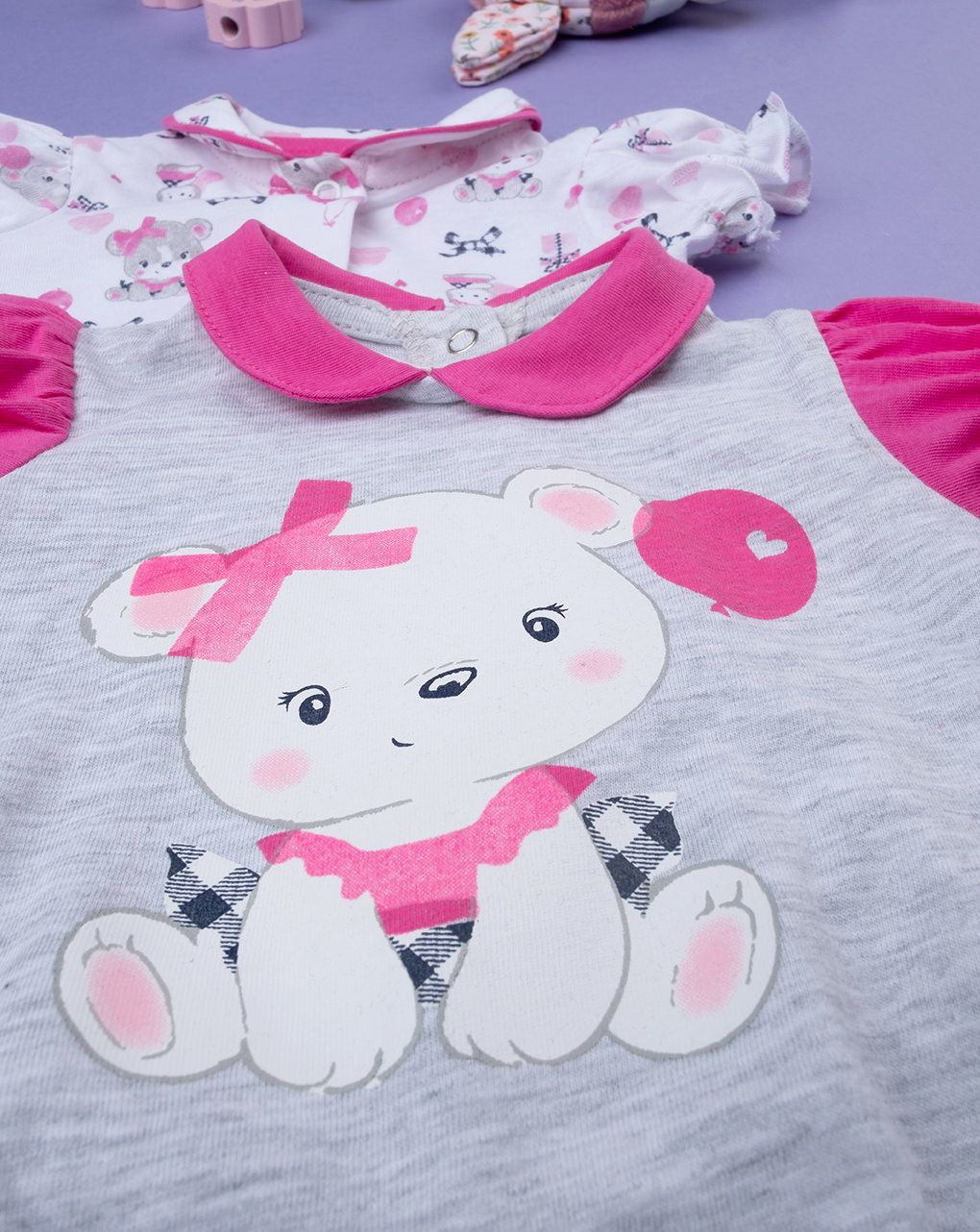 βρεφικά φορμάκια κοντά με αρκουδάκια πακέτο x2 τμχ για κορίτσι - Prénatal