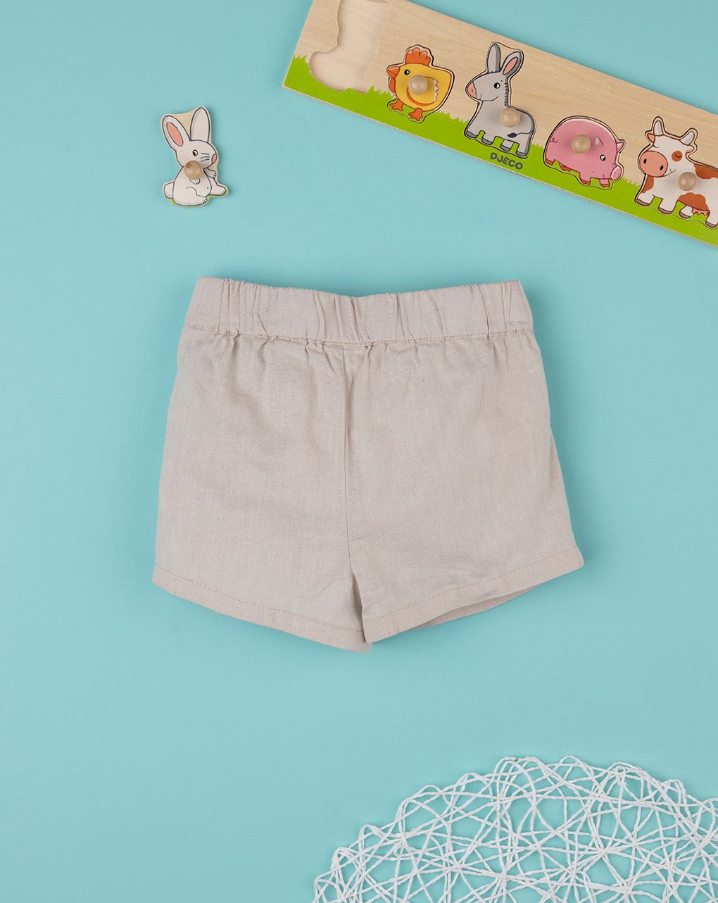 σορτσάκι λινό μπεζ με φιογκάκια για κορίτσι - Prénatal