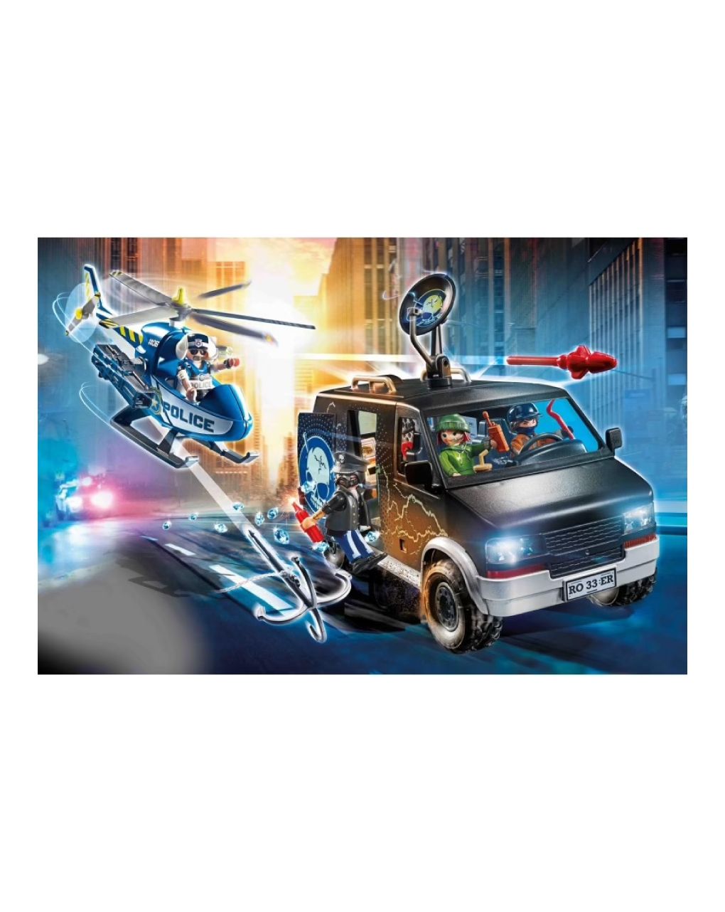 Playmobil city action αστυνομικό ελικόπτερο και ληστές με βαν 70575 - Playmobil, Playmobil City Action