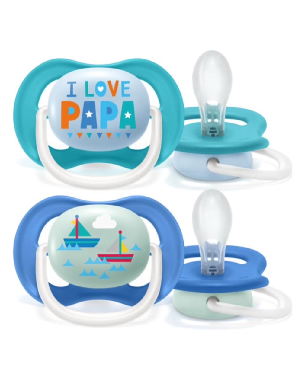 Philips avent πιπίλα ultra air 2τμχ i love papa μπλε 6-18m, scf080/02 - Philips Avent
