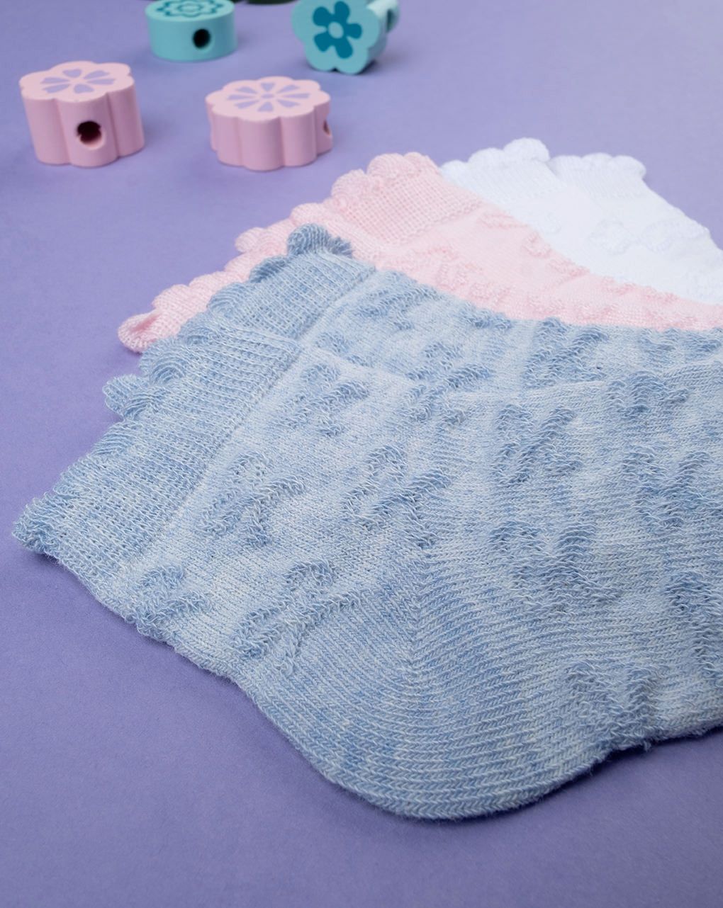 παιδικές κάλτσες κοντές πακέτο x3 για κορίτσι - Prénatal