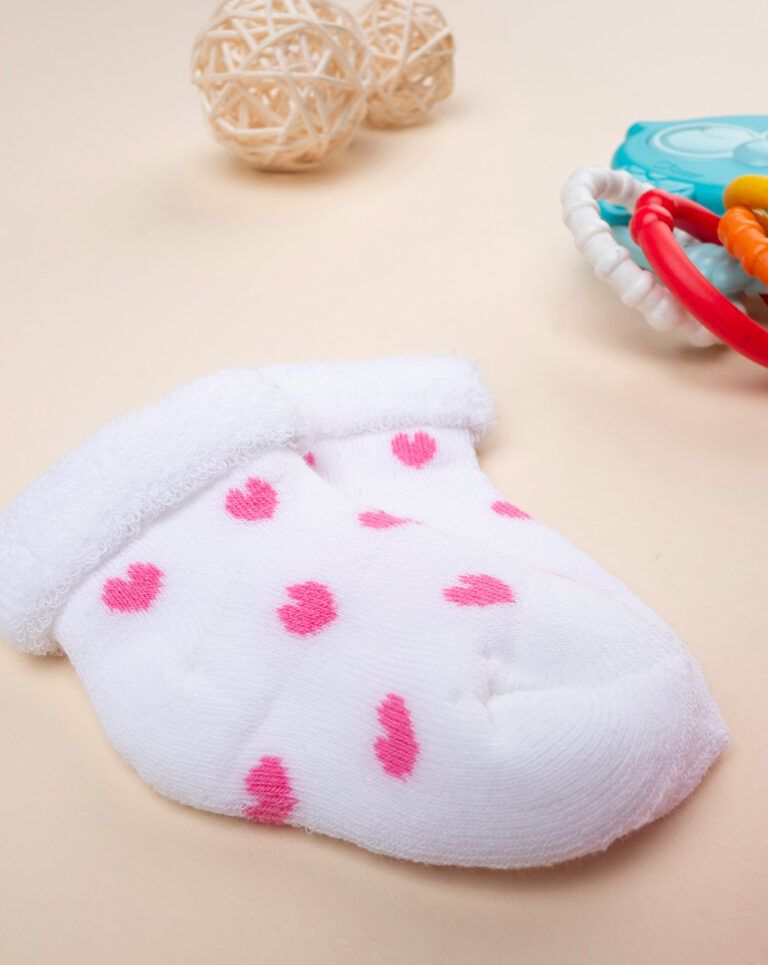 βρεφικές κάλτσες πετσετέ με καρδούλες πακέτο χ2 για κορίτσι - Prénatal