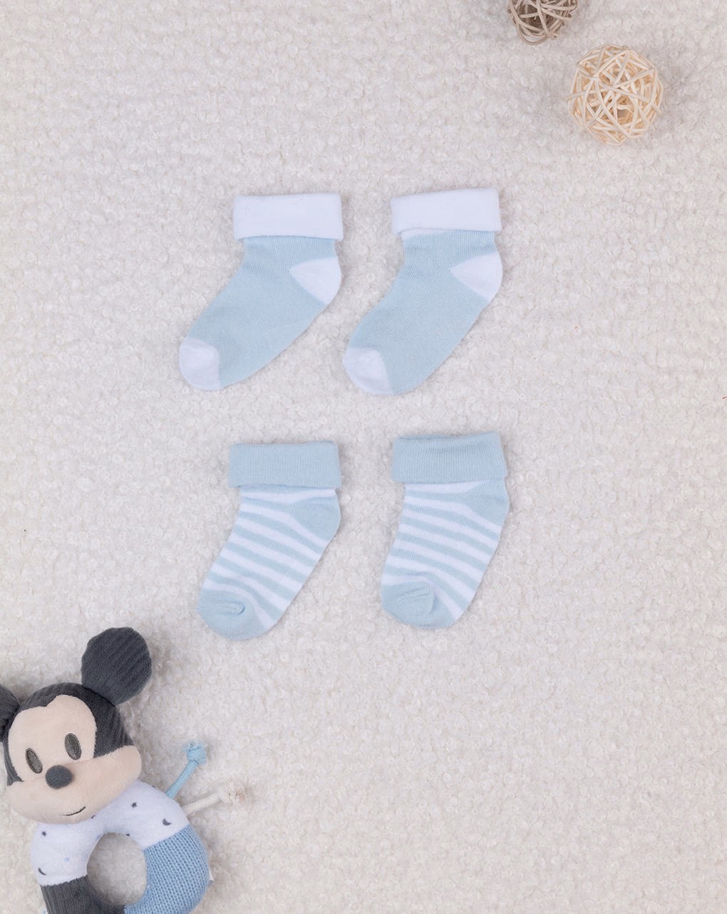 βρεφικά καλτσάκια πακέτο γαλάζια ριγέ big firends x2 για αγόρι