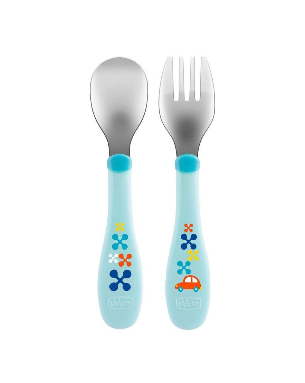 Chicco metal cutlery mix & match μπλέ πιρούνι-κουτάλι 18m+ 2τμχ f05-16102-20 - Chicco