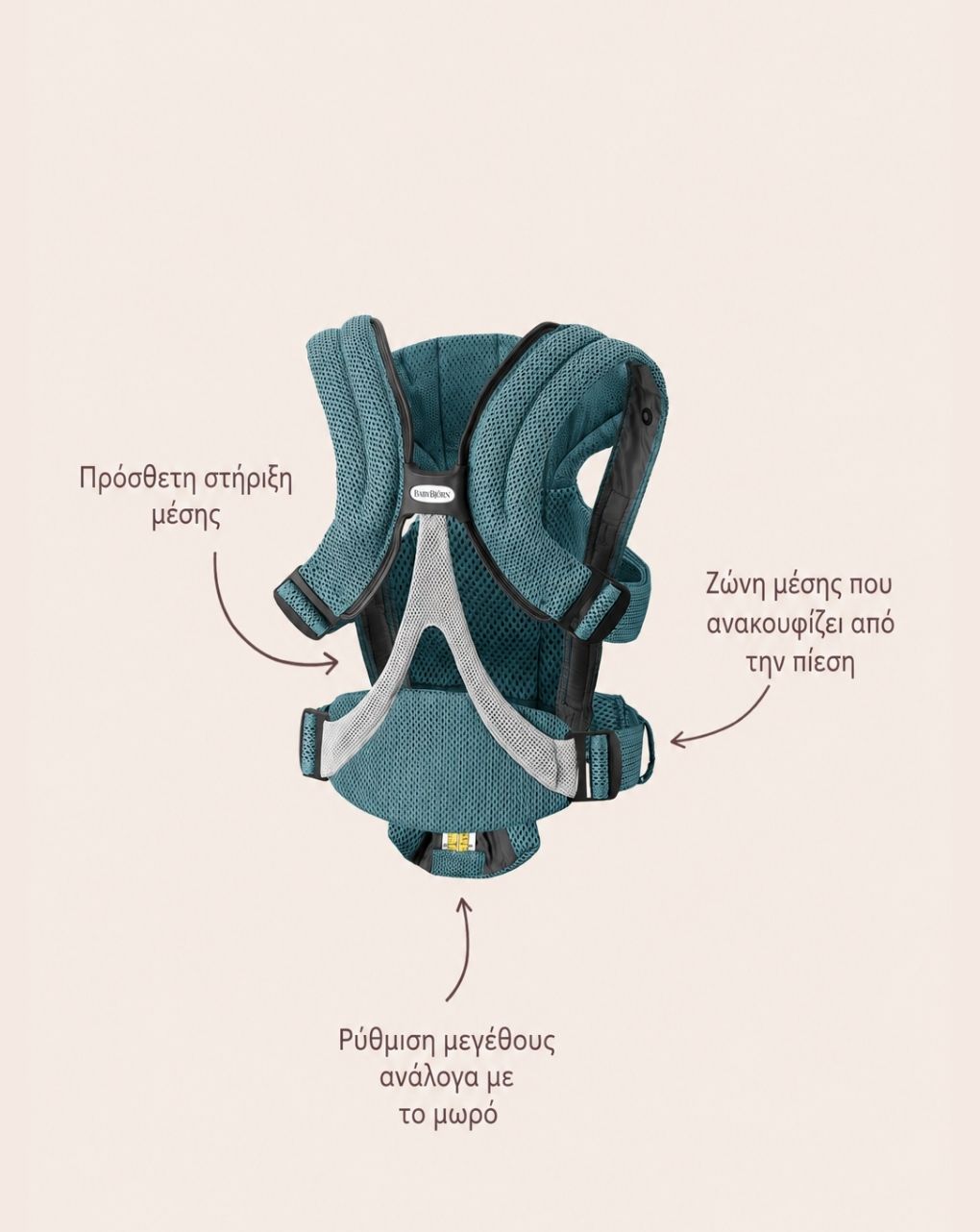 Babybjörn μάρσιπος move 3d mesh sage green 99038 - Baby Bjorn