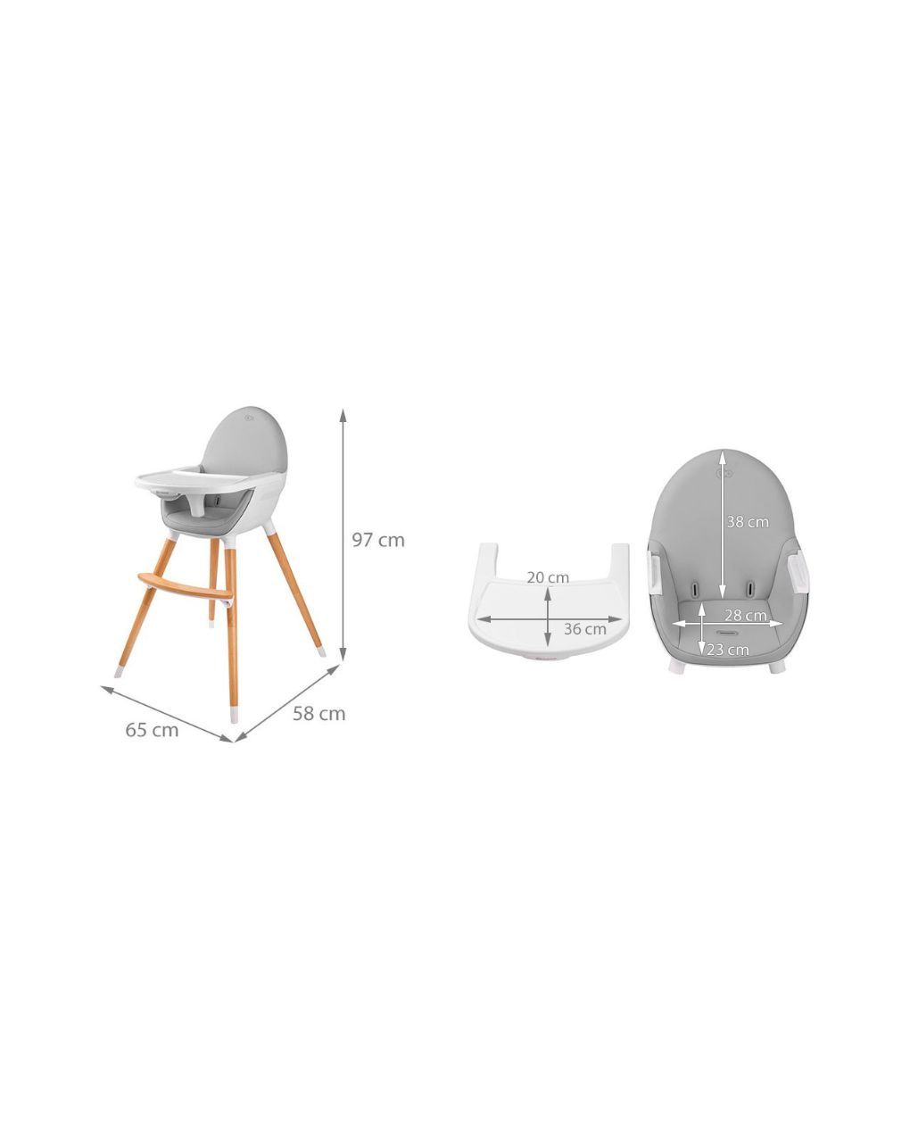 Kinderkraft καρεκλάκι φαγητού μετατρεπόμενο 2 σε 1 fini all grey kkkfinigryleg0 - Kinderkraft