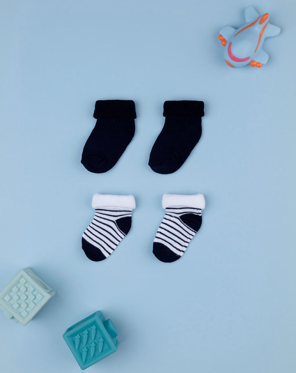 κάλτσες βαμβακερές μπλε πακέτο x2 για αγόρι