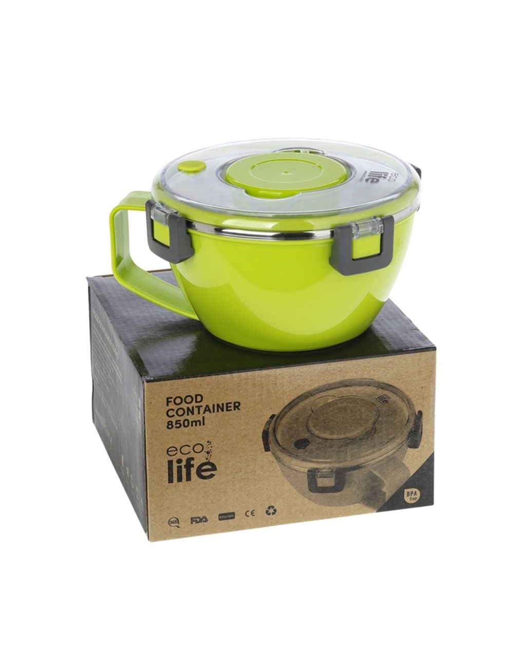 Ecolife φαγητοδοχείο thermos με χώρισμα 850ml green 33-bo-9072 - Ecolife