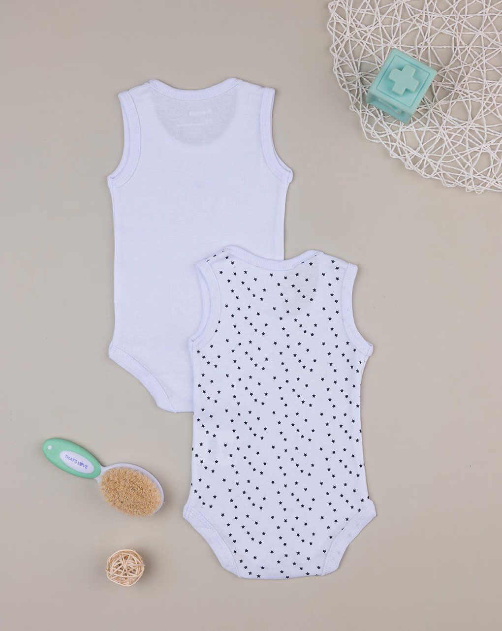 βρεφικά κορμάκια αμάνικα με αστεράκια πακέτο x2 για αγόρι - Prénatal