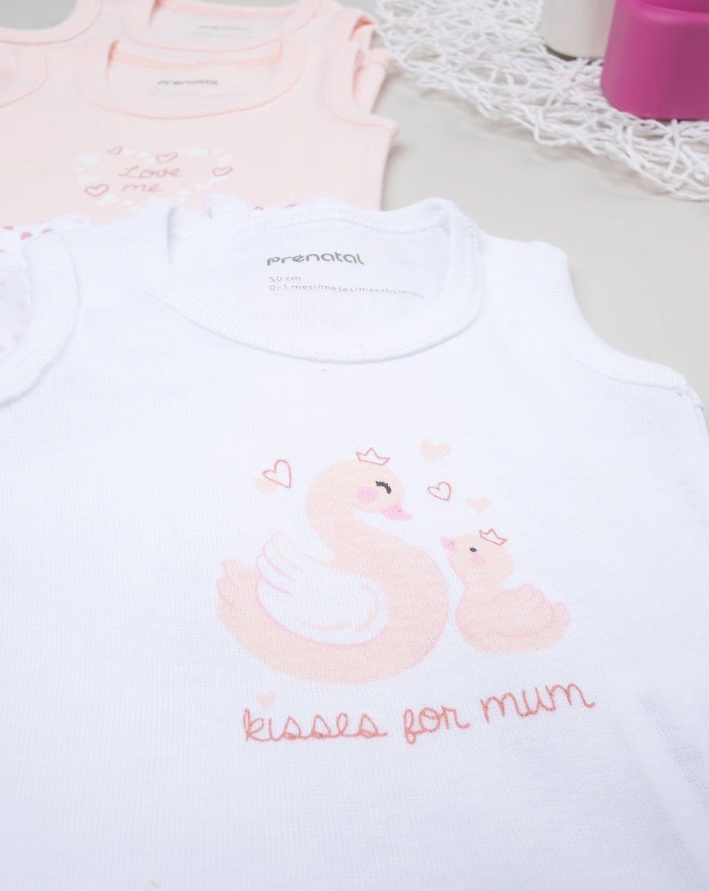 βρεφικά κορμάκια αμάνικα με κύκνους πακέτο x5 για κορίτσι - Prénatal