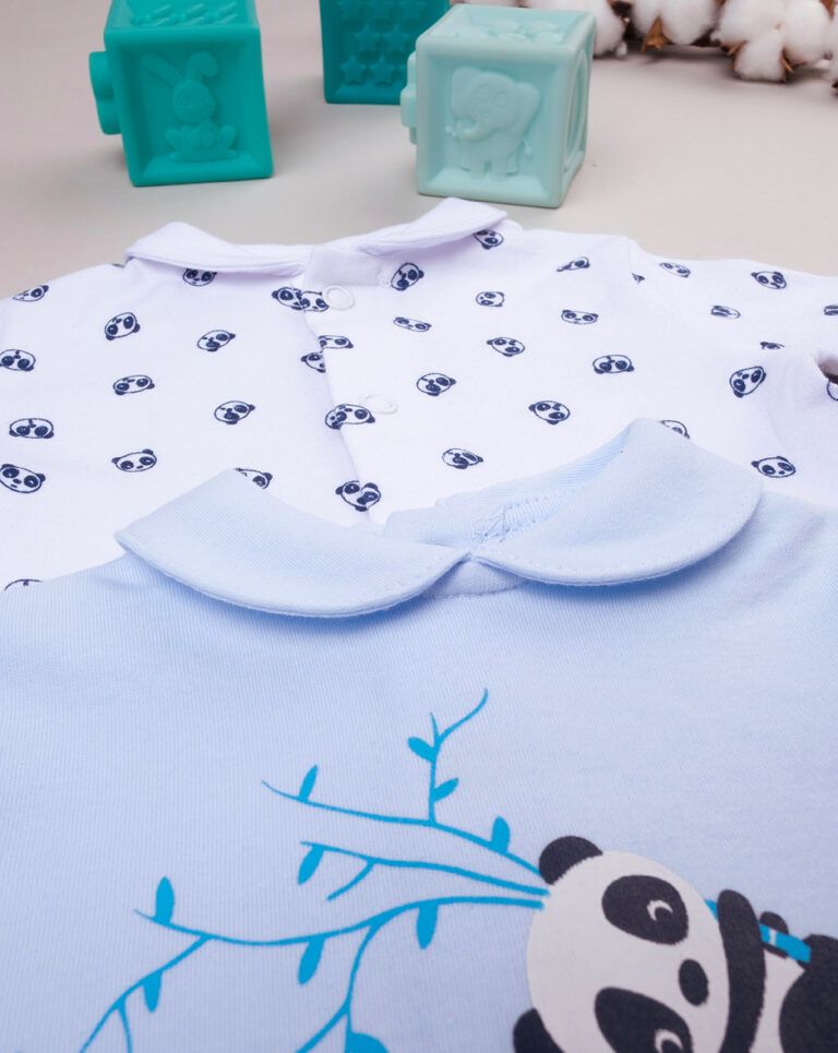 βρεφικά φορμάκια πακέτο x2 λευκό/γαλάζιο με πάντα για αγόρι - Prénatal