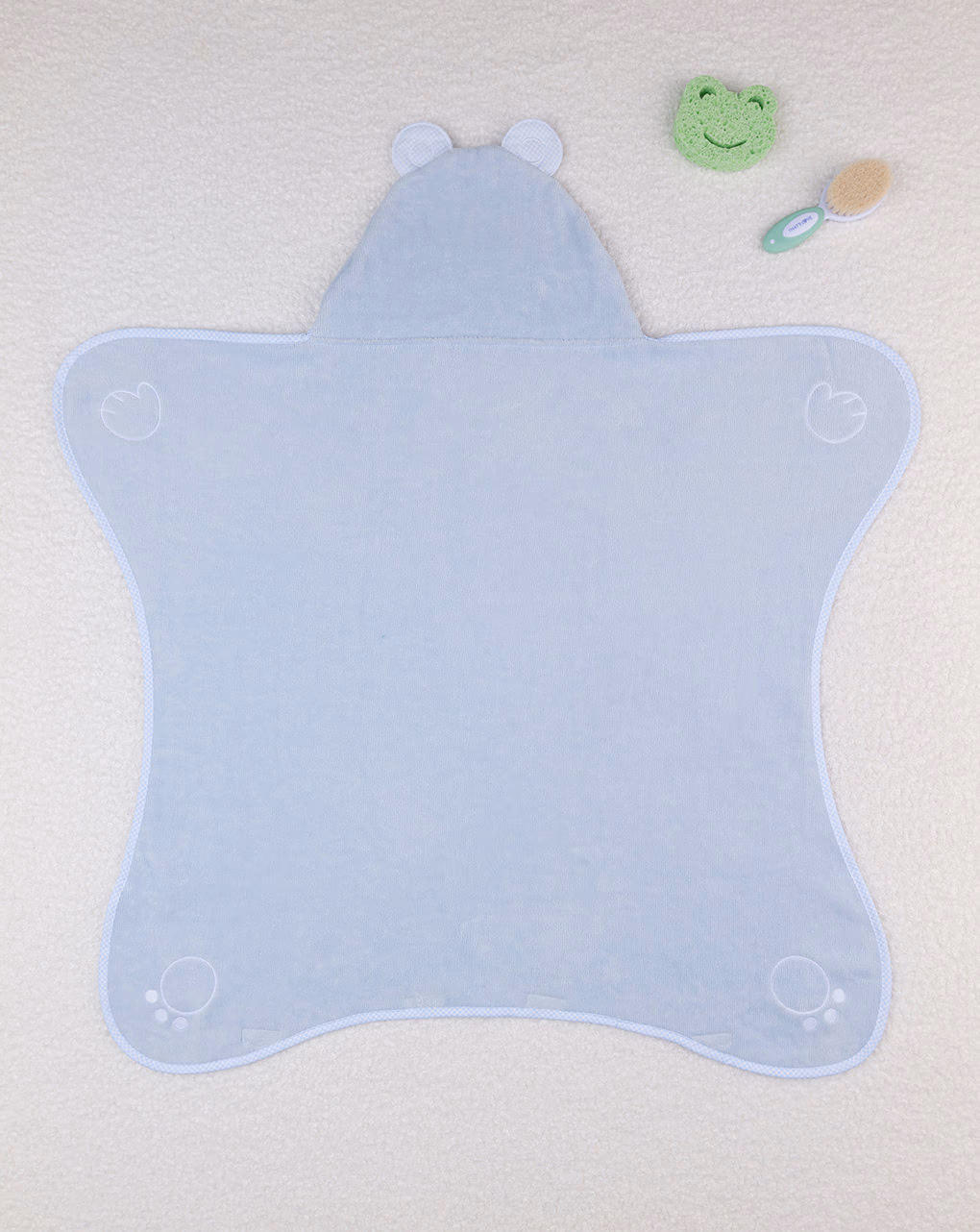 βρεφική μπουρνουζοπετσέτα γαλάζια με αρκουδάκι για αγόρι - Prénatal