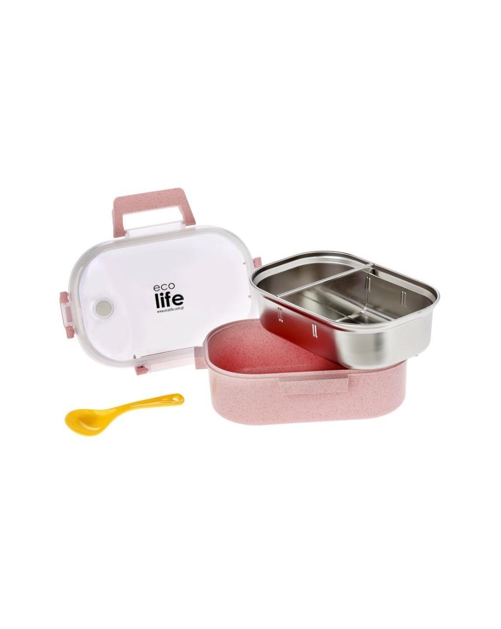 Ecolife ανοξείδωτο φαγητοδοχείο με χώρισμα 900ml light pink 33-bo-9073 - Ecolife