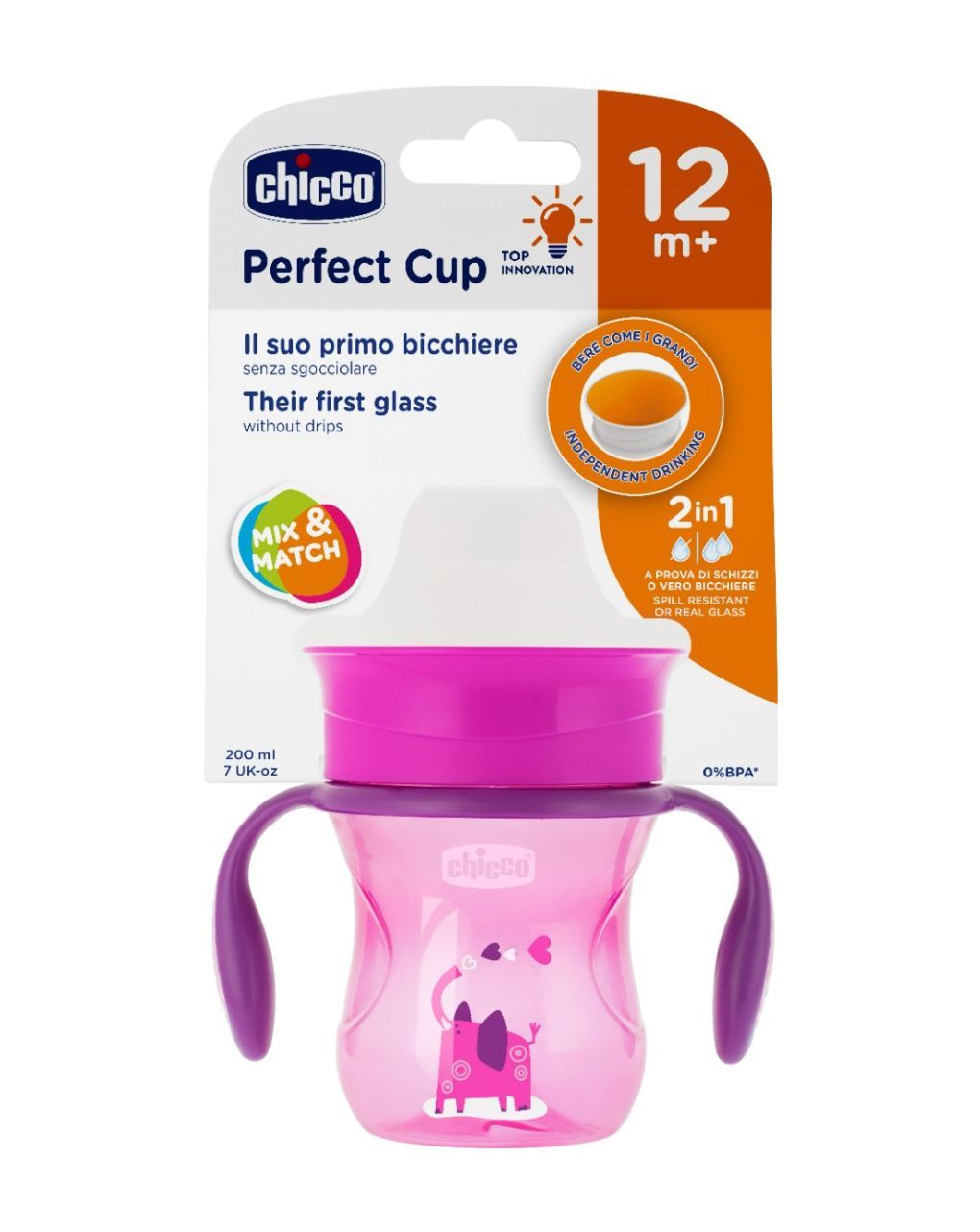 Chicco εκπαιδευτικό ποτηράκι perfect 360◦ 12m+ 200ml ροζ f04-06951-10 - Chicco