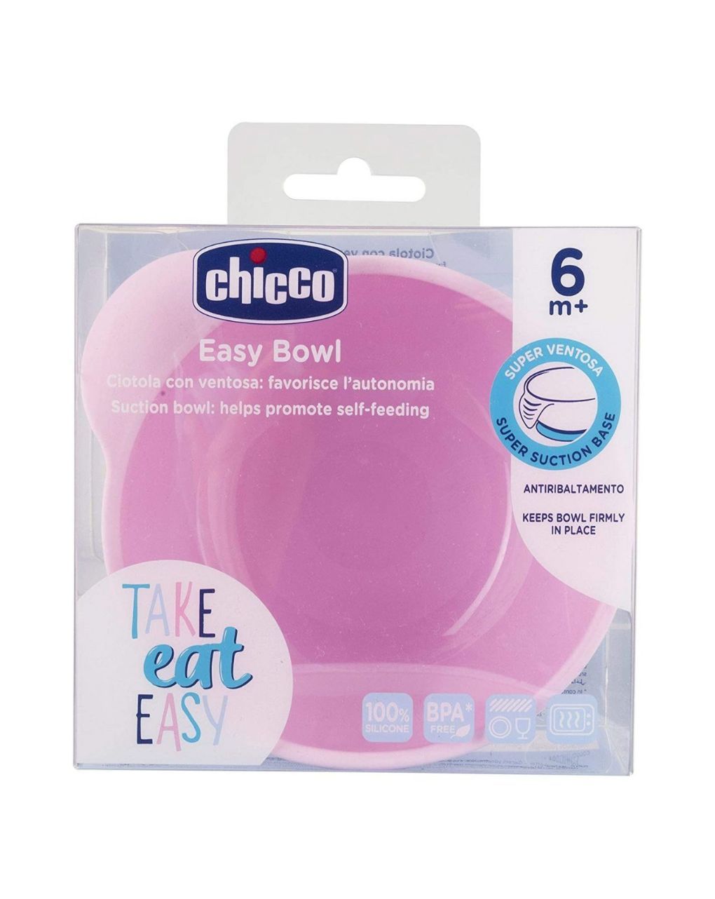 Chicco μπολ σιλικόνης με βεντούζα ροζ 6m+ f05-10221-10 - Chicco