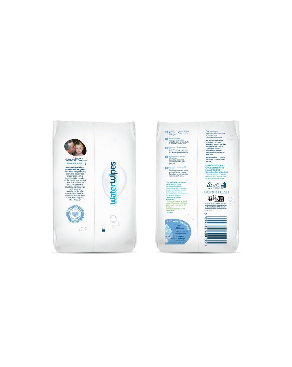 Waterwipes βιοδιασπώμενα μωρομάντηλα 240τμχ (4×60) ib/440016 - WaterWipes