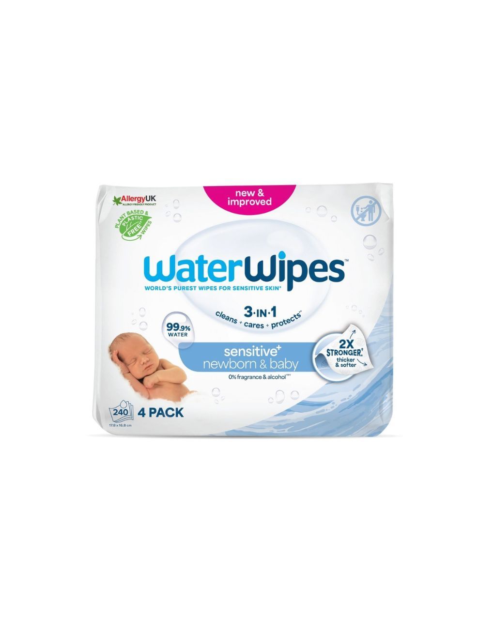 Waterwipes βιοδιασπώμενα μωρομάντηλα 240τμχ (4×60) ib/440016